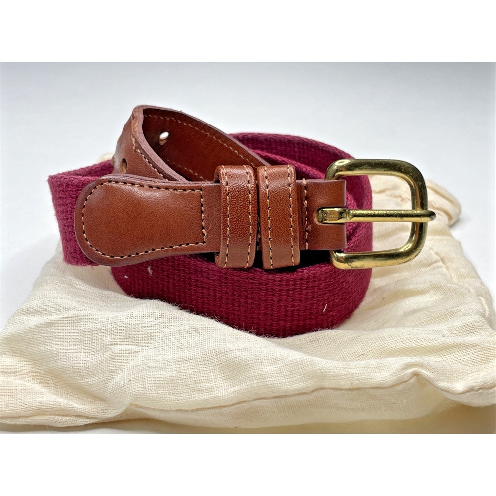 Coach 3812 Red Linen Leather Belt Size 36/90 Burnished Cowhide Solid Brass Bag
